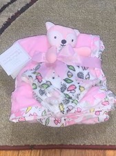 Le Bebe Fox Woodlands Pink Baby Plush Blanket Lovey Security Pal Combo Set New