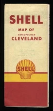 Vintage 1940s-50s Shell Oil Road Map Metropolitan Cleveland, Ohio, HM Gousha Co.