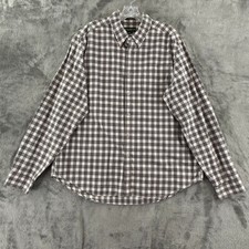 Eddie Bauer Relaxed Fit Flannel Shirt Mens XL Gray Plaid Button Down Long Sleeve