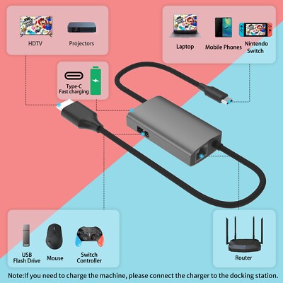 Nintendo Switch 1 Dock Small Portable TV Connect Ethernet Port