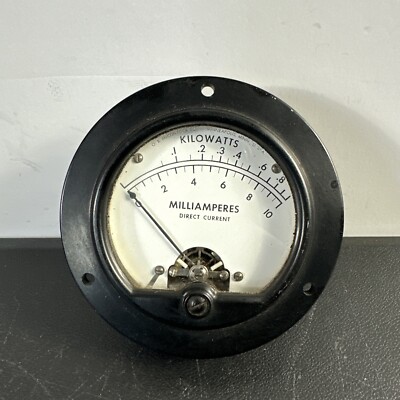Vintage McClintock Co Ammeter DC Milliamperes Kilowats Scale 0-10 Steampunk