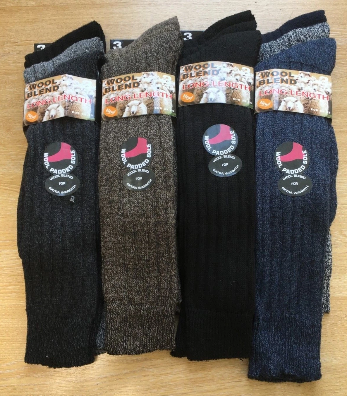 TWELVE 12 PAIR LONG THICK WOOL THERMAL WINTER WARM WALKING HIKING SKI BOOT SOCKS