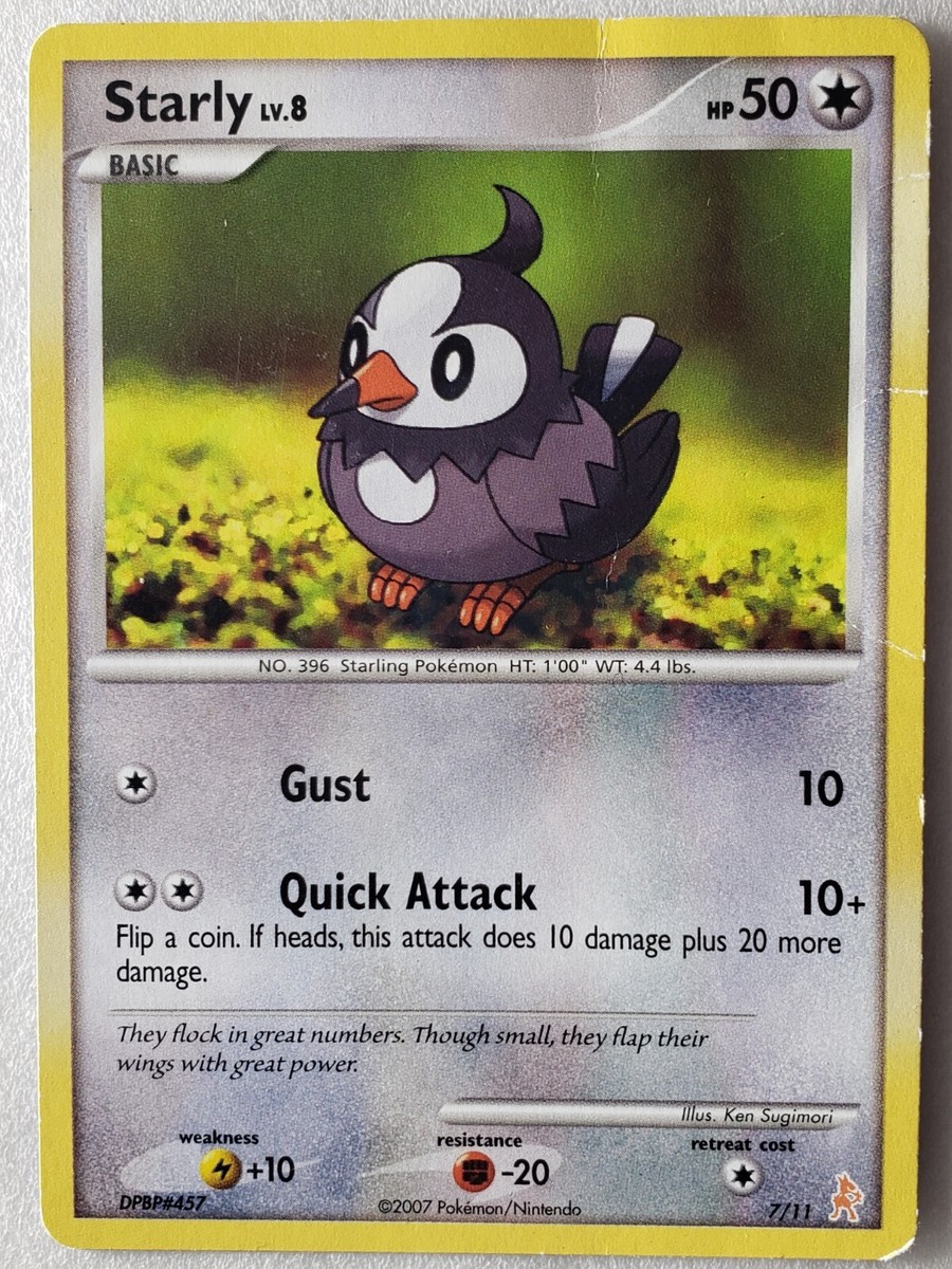 Starly 7/11 DMG - B1G1F - Diamond Pearl Trainer Kit Pokemon Card