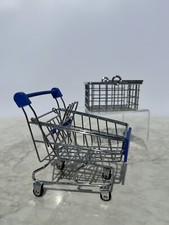 Mini SuperMarket Silver Mini Shopping Cart And Basket