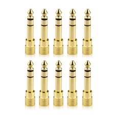 10PCS Gold 6.3mm Male Plug to 3.5mm Female Microphone Jack Audio Adapter