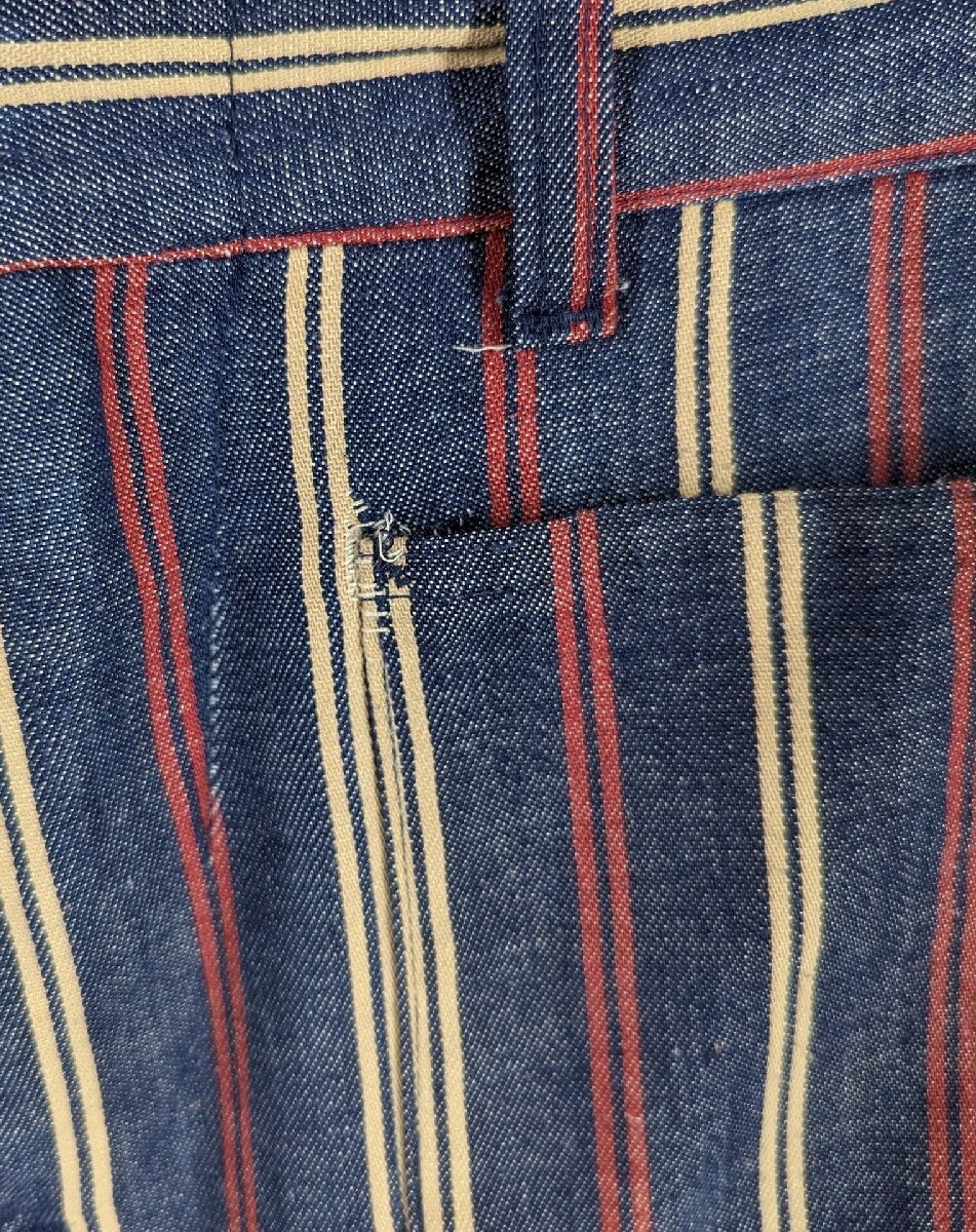 Lee Fastbacks Vintage 60s 70s Indigo Red Beige Stripe Denim Jeans