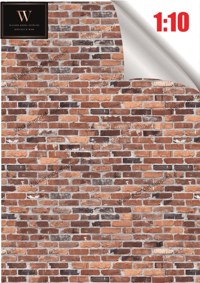 1:10 Scala Garage Mattone Muro - Autoadesivo Fogli Design 3 - Immagine 2 di 3