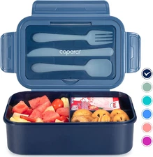 Caperci Classic Bento Box Adult Lunch Box for Older Kids - Leakpoof 47 Oz 3-Comp