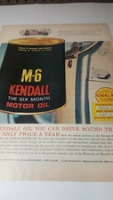 Vintage Kendall M-6 Motor Oil 1962 Large Magazine Print Ad Man Cave 1960s  PA1