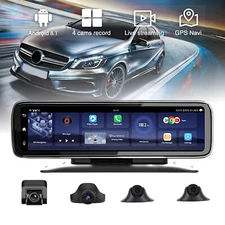 360 degree panoramic 4CH Cameras lens car DVR backup mirror dash camera with gps