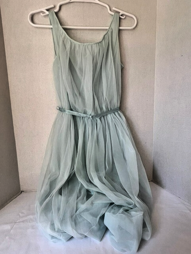 VTG HENSON KICKERNICK Women Baby Doll Nightie BLUE DOUBLE LAYER CHIFFON Size 34 - Picture 2 of 6