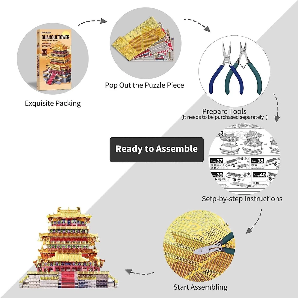 Rompecabezas 3D Piececool para adultos lofts antiguos rompecabezas de metal arquitectónico Foto 3 de 4