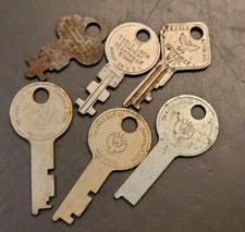 Lot of 6 Vtg Eagle Flat Keys "The Eagle Lock Co" Made in USA Terryville Old Keys