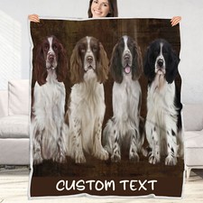 Springer Spaniel Dog Blanket Personalized Throw Woven Fleece Sherpa Designs NWT