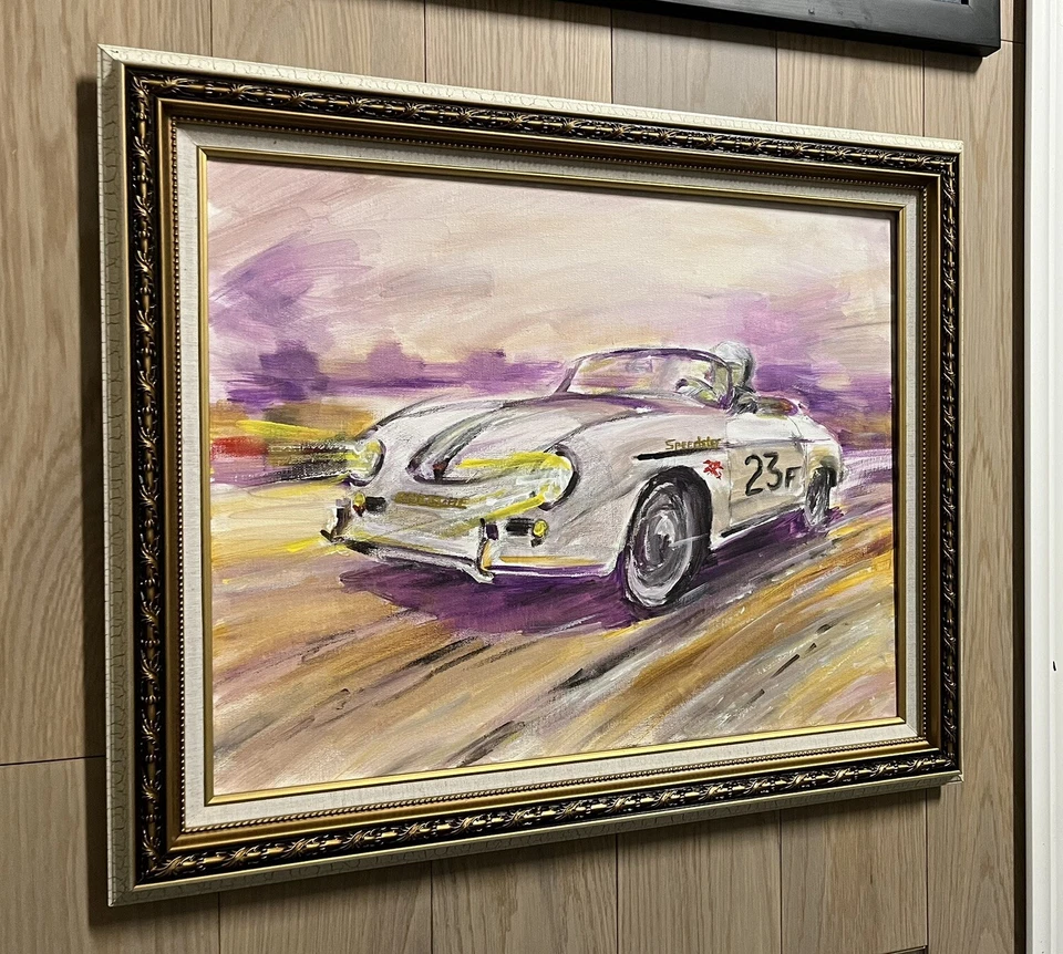 Pintura original James Dean Porsche 356 Speedster coche de carreras arte único certificado de autenticidad Foto 3 de 4