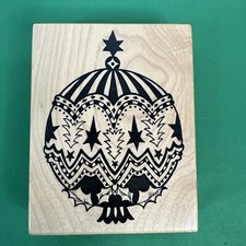 Ornate PSX Wood Mounted Rubber Stamp Christmas Holiday Tree ORNAMENT Ball K-1325