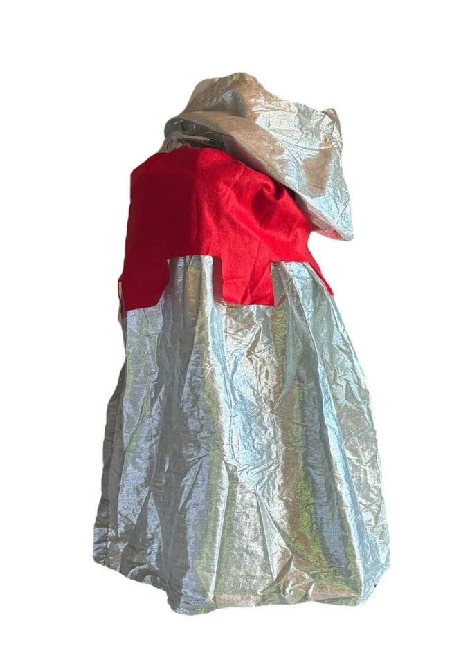 手工制作骑士角银聚酯薄膜红色毛毡连帽万圣节服装-儿童 M/L — 第 3/4 张图片