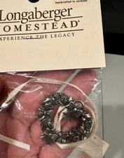 NEW in bag Longaberger Danforth Pewter Floral Heart wreath  Tie-on