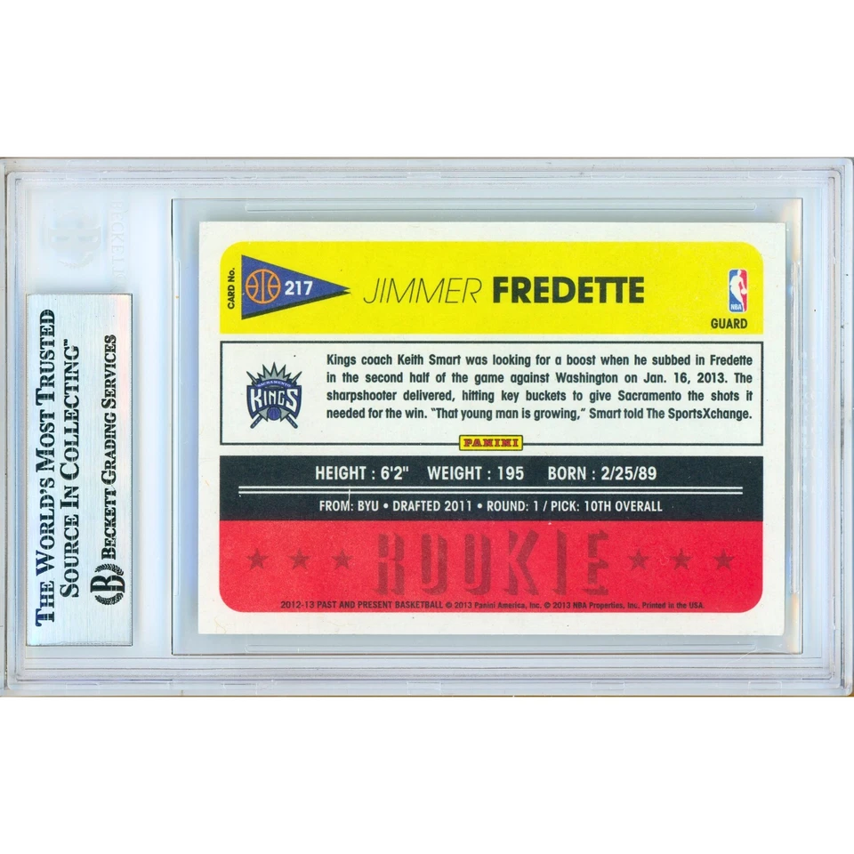 Jimmer Fredette Signed 2012-13 Panini Past & Present #217 BAS Slabbed Kings Auto - Image 2 of 4