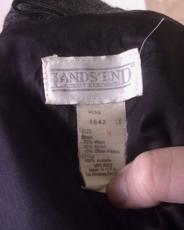 vintage 80s Lands' End Charcoal Wool Coat Jacket Driving SZ MEN'S M - Image 4 of 4