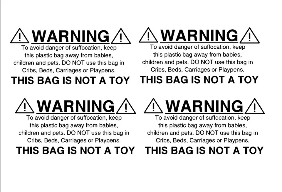 Plastic Bag Suffocation Warning Safety Labels Stickers White 60x30 mm - 100 pcs - Image 3 of 4