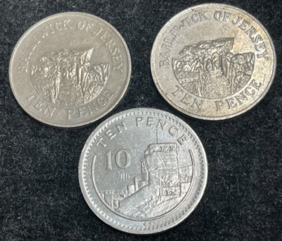 Jersey & Gibraltar 3 Coins lot High Value