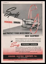 1947 Federal Electric Fire Department Sirens Chicago Illinois Vintage Print Ad