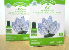 2 Pack Holiday Time 60-Count 16-Function Cool White LED C9 Christmas Lights New 
