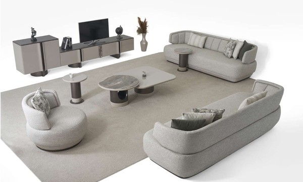 Sofa Set 3+3+1 Sitzer Designer Tv Lowboard Moderner Couchtische Set 9Tlg-image