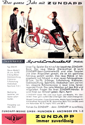 Combinette Zündapp advertisement approx. DIN A5 1961 Sportcombinette (06061776)