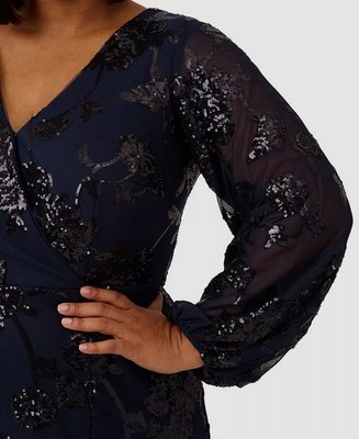 adrianna papell floral sequin dress Adrianna Papell 3D Floral Sequin Beaded Trapeze Gown