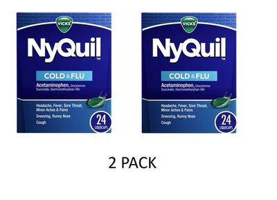 #ad 2 PACK Vicks Nyquil Severe Cold And Flu Liquicaps 24 Count $36.59