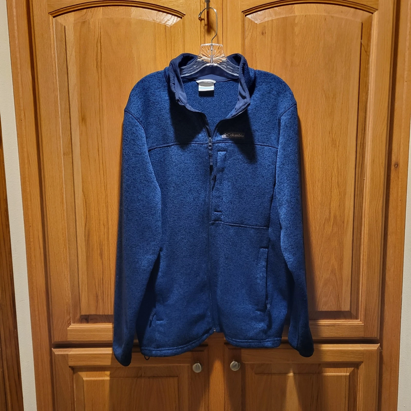 Columbia Sportswear Men's L Full Zip Fleece Jacket Navy Blue Pockets Activewear