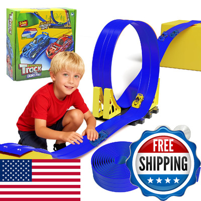 20ft Build Anywhere Portable Race Track Suction Cups Flexible Roll-Up 1/64 Scale