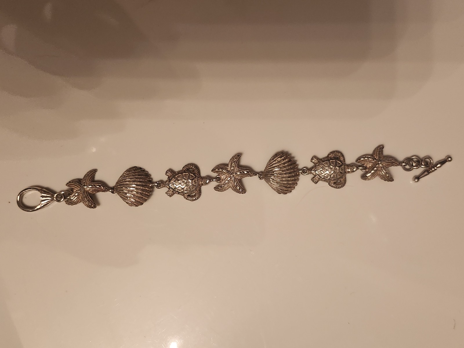 Sterling Shells,turtles starfish toggle Bracelet - image 2