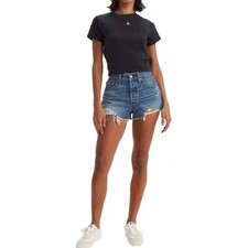 Levi's 501 Original HR Denim Cut Off Shorts Darn It Distressed 32 NWT
