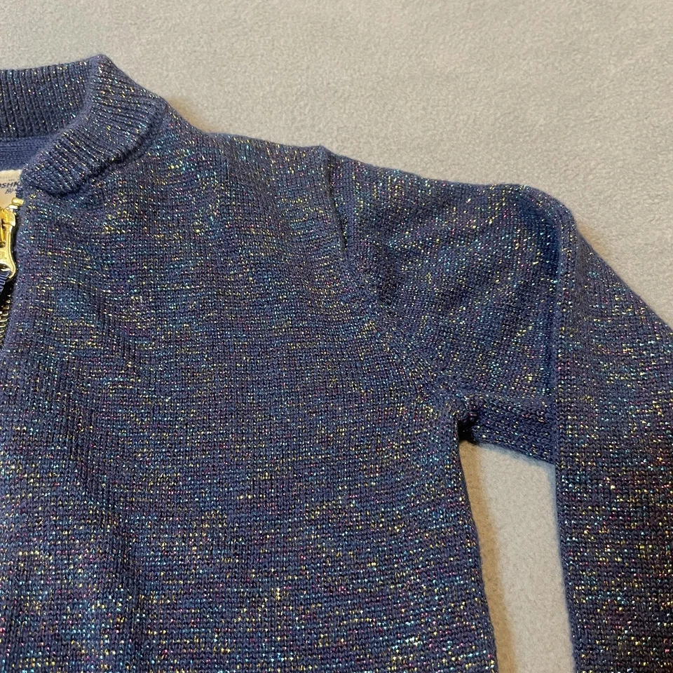 Suéter OshKosh Niñas 3T Azul Marino Cremallera Completa Brillante Tejido Chaqueta Hilo Metálico Foto 3 de 4