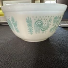1950s Pyrex Vintage Mixing Bowl Amish Butter print 402 1.5qt White/Turquoise
