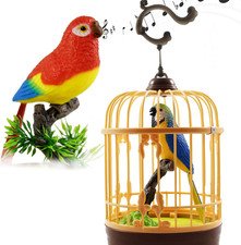 Bird in Cage, Realistic Chirping Bird Toy, Sound Activated, Lifelike Natural Sou