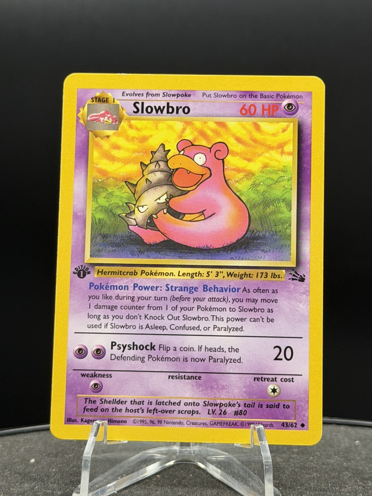 Pokemon FIRST 1st EDITION FOSSIL - #43 Slowbro NM High Grade