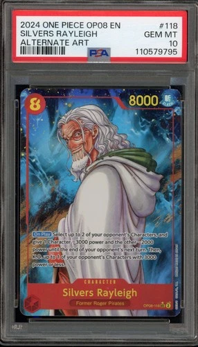 One Piece CCG Silvers Rayleigh Alternate Art OP08-118 PSA 10 Gem Mint