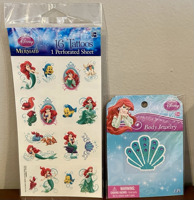 New Disney Little Mermaid Ariel Temporary Tattoos & Body Art Seashell Sticker