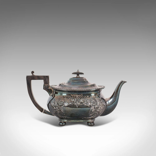 Antique Tea Service, English, Silver Plated, Teapot, Dish, Milk Jug, Edwardian - Afbeelding 3 van 12