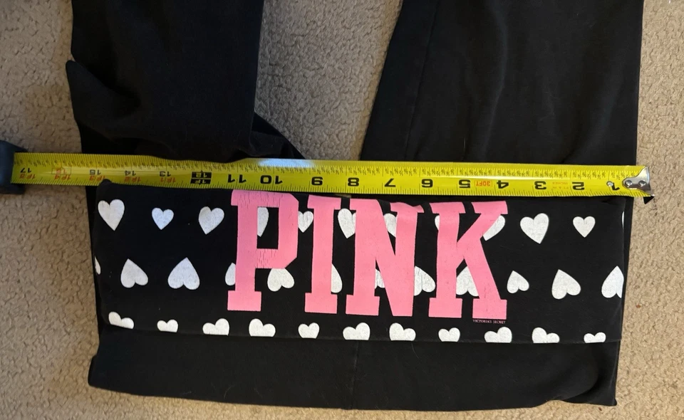 PANTALONES DE YOGA VINTAGE Y2K VICTORIAS SECRET ROSA CORAZÓN PLIEGUE S P. Foto 3 de 4