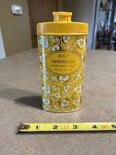 Avon Honeysuckle Perfumed Talc 2.75 Oz Orange Tin With Cap