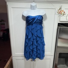 Y2K Xscape Blue Sweetheart Neckline Strapless Ruffle Mini Dress Hoco Prom Fairy