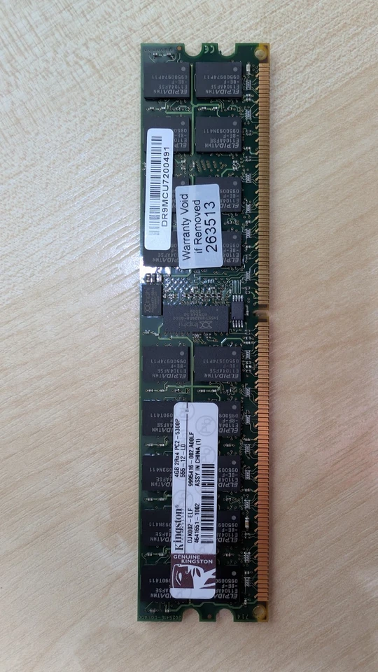 Kingston 4GB 2RX4 PC2-5300P 555-12-l0 DJK002-ELF ECC Server Ram Module - Image 2 of 4