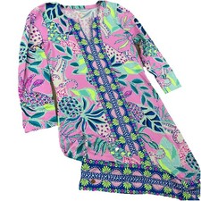 Lilly Pulitzer Dress Women Sz XS Nadine UPF Floral Pink Beach Resort Vacation