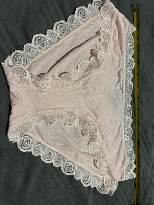 Laura Ashley Women s Pink Solid Lace Trim Bikini Panties, Regular Size XL