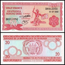 Burundi 20 Francs, 2003, P-27d.4, UNC